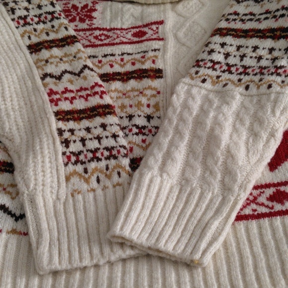 NWT American Eagle XXS Cable Knit Fair Isle Snowflake Mock Neck Sweater - Picture 17 of 17